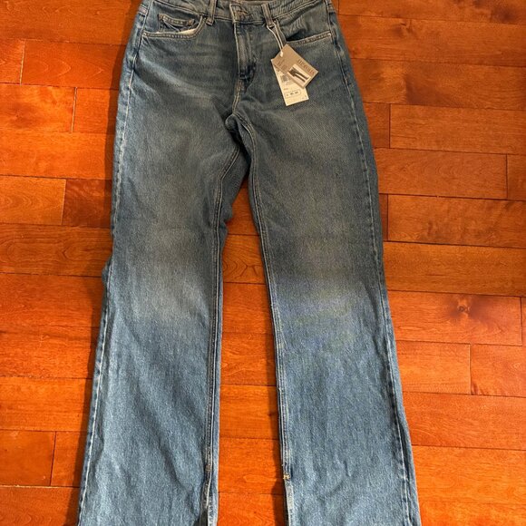 Mango Elle split hem flare jean in light blue - Picture 2 of 6